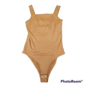 NWT ReoRia Women's Sleeveless Square Neck Soft Bodysuit Solid Brown